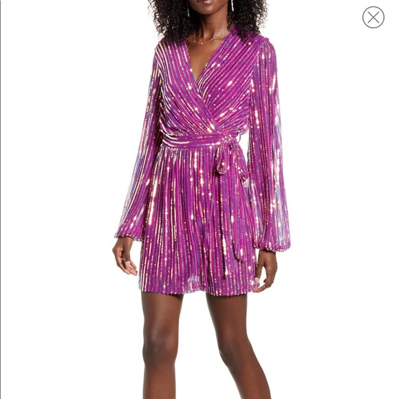 billowy wrap mini dress